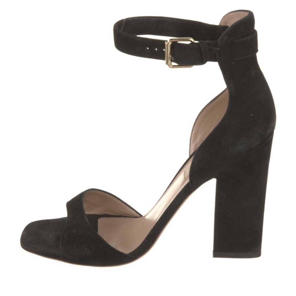Valentino Garavani Black Suede Ankle Strap Heels